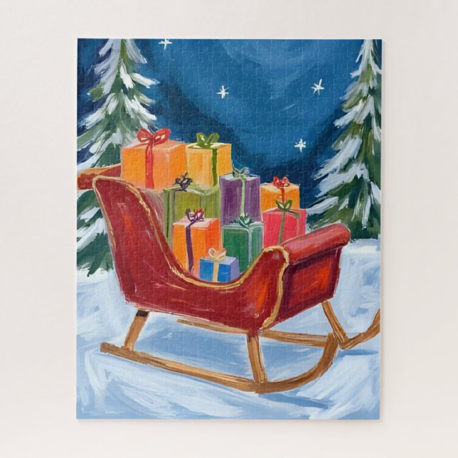 Puzzle Trineo de Santa Feliz Navidad (Vertical)