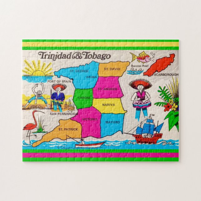 Puzzle Trinidad & Tobago Map 11x14 (Horizontal)