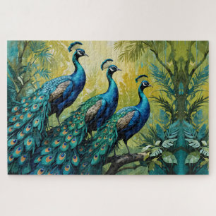 Puzzle Trío de pavos reales en la selva