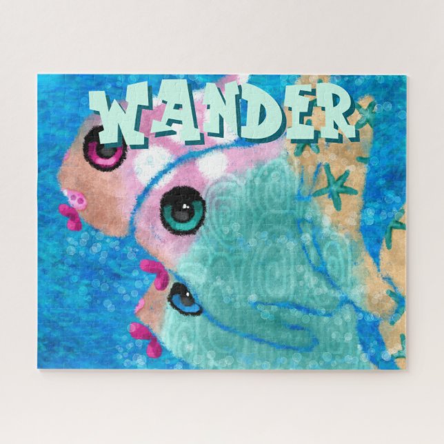 Puzzle Trío de peces abstractos caprichosos personalizado (Horizontal)