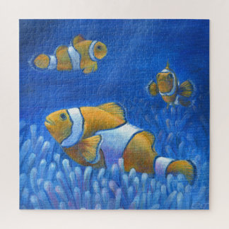 Puzzle Trío de peces payaso pintado a mano en impresión d