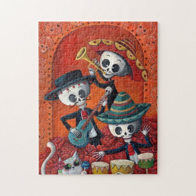 Puzzle Trío del Mariachi de Dia de Los Muertos Skeleton (Vertical)