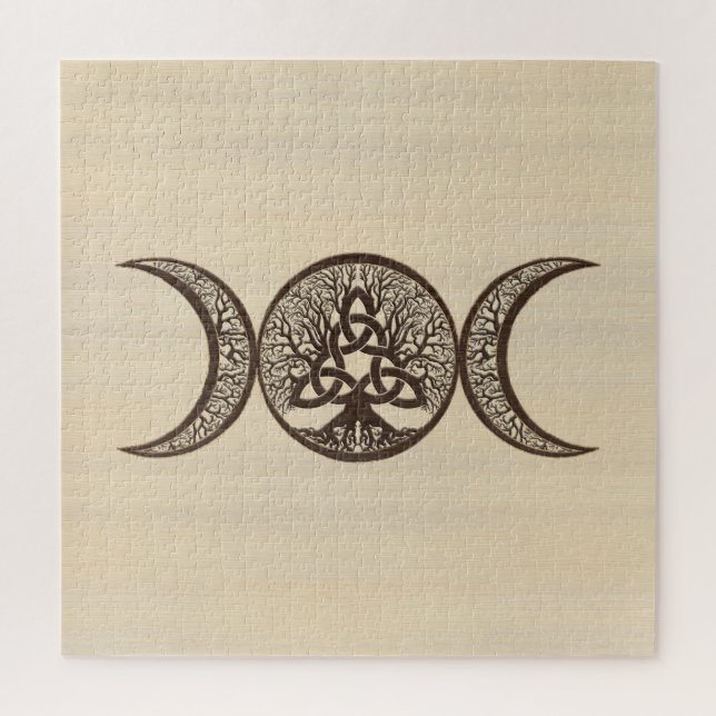 Puzzle Triple árbol de la luna triquetra (Vertical)
