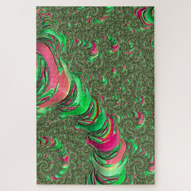 Puzzle Trippy Funky Psychedely Groovy Spiral Arte Fractal (Vertical)