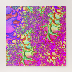 Puzzle Trippy Funky Vibrante Neon Groovy Acid Trip Fracta