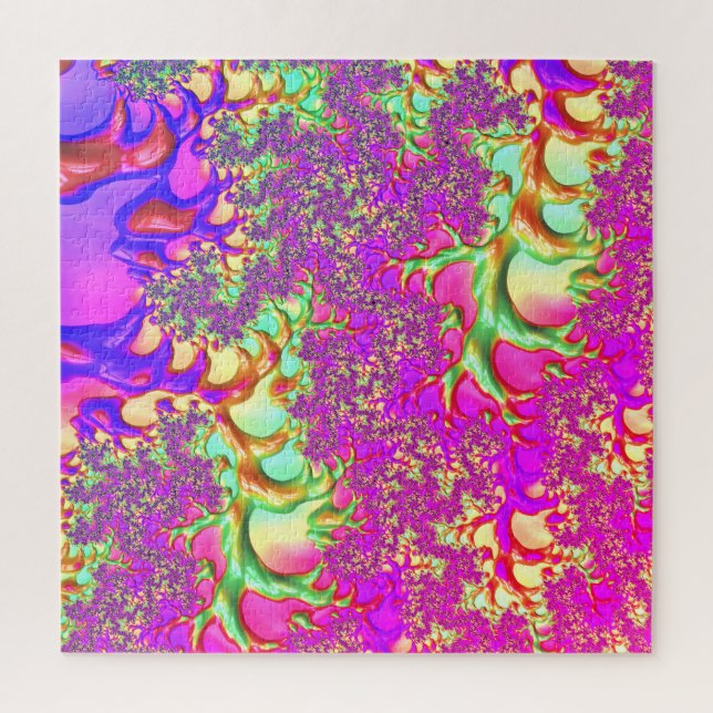 Puzzle Trippy Funky Vibrante Neon Groovy Acid Trip Fracta (Vertical)