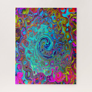 Puzzle Trippy Sky Blue Abstract Retro Liquid Swirl
