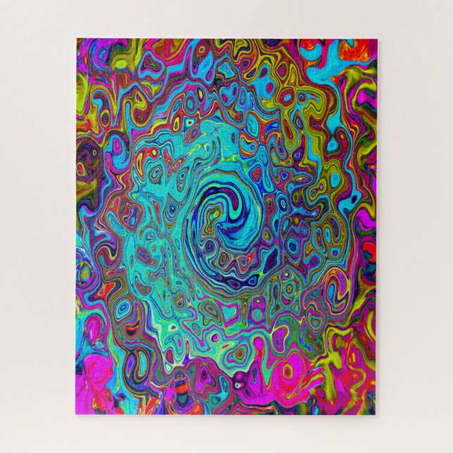 Puzzle Trippy Sky Blue Abstract Retro Liquid Swirl (Vertical)
