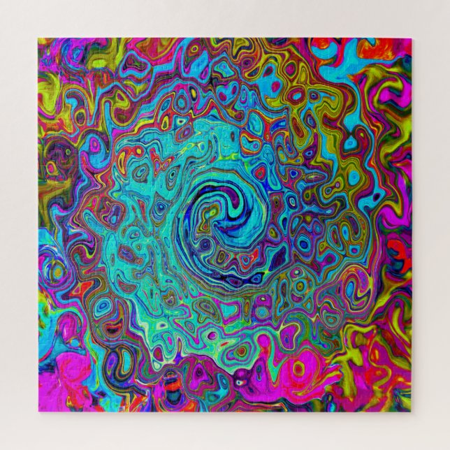Puzzle Trippy Sky Blue Abstract Retro Liquid Swirl (Vertical)
