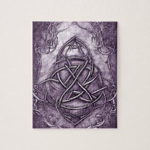 Puzzle Triquetra Trinity Knot Lavender Purple Faux Metali