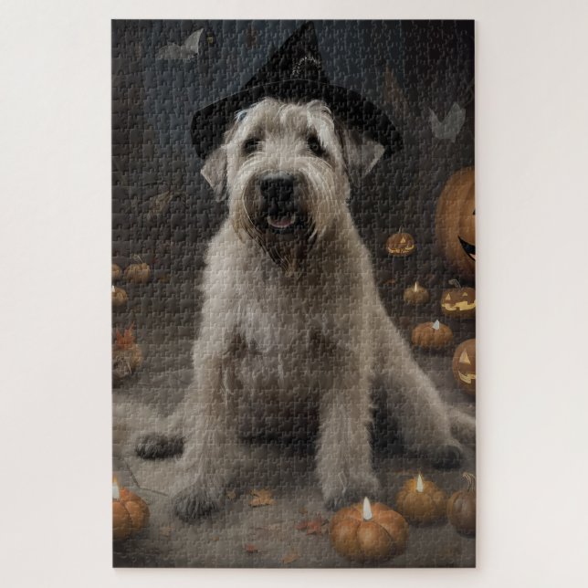 Puzzle Triste miedo por las calabazas de Wheaten Terrier  (Vertical)