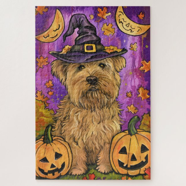 Puzzle Triste Wheaten Terrier Dog Halloween Bruja Calabaz (Vertical)