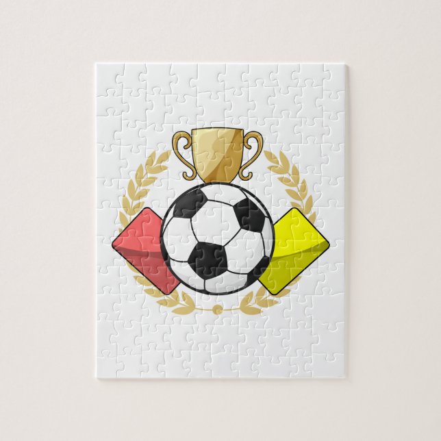 Puzzle Trofeo de la carta roja y amarilla del fútbol (Vertical)