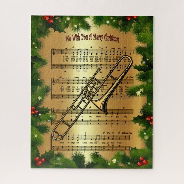 Puzzle Trombone ~ "Te deseamos una Feliz Navidad" ~ (Vertical)