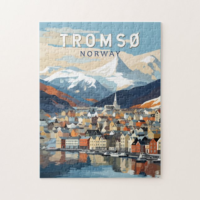 Puzzle Tromso Noruega Viaje Arte Vintage (Vertical)