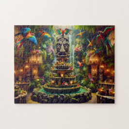 Puzzle Tropical Tiki Mystical Parrots Tiki Totems Jungle