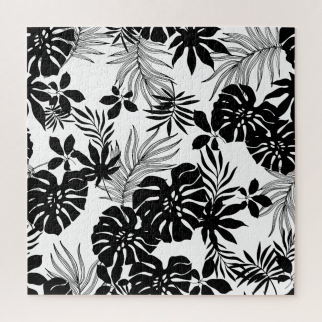 Puzzle Tropicales blancos y negros: Naturaleza silueta (Vertical)