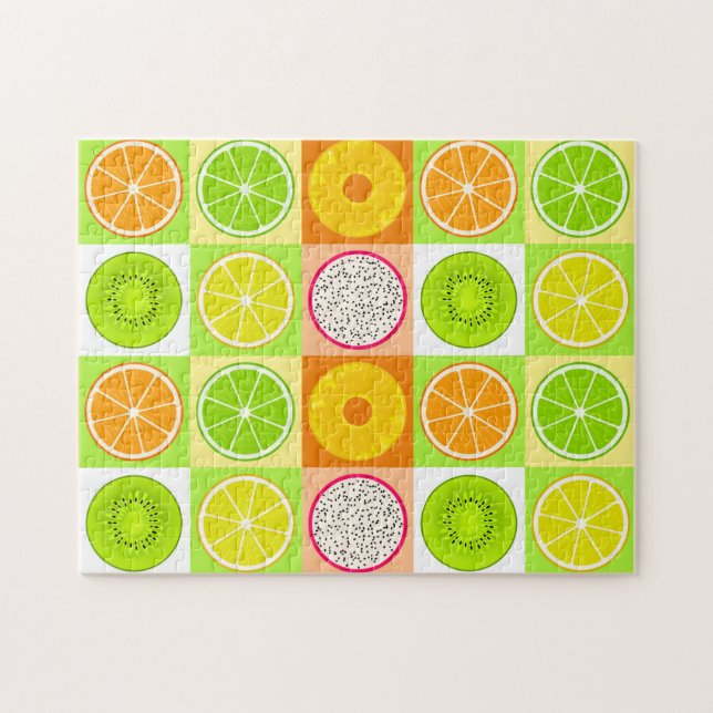 Puzzle Tropicales De Fruta, Citrus, Kiwi Y Dragonfruit (Horizontal)