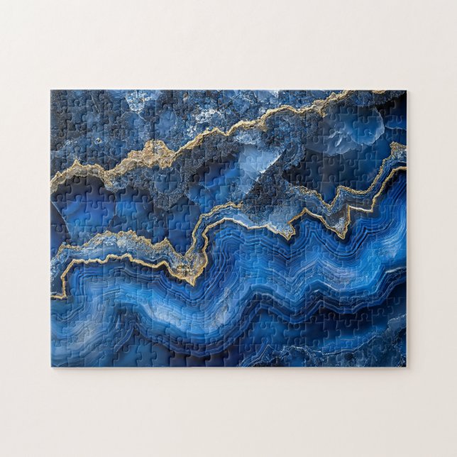 Puzzle Trozo de Geode Azul de la Marina con venas de oro (Horizontal)
