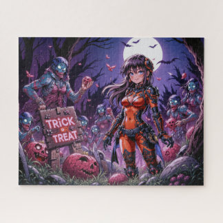 Puzzle Truco o Trato Zombies de Halloween repartiendo Cer