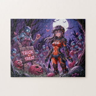 Puzzle Truco o Trato Zombies de Halloween repartiendo Cer