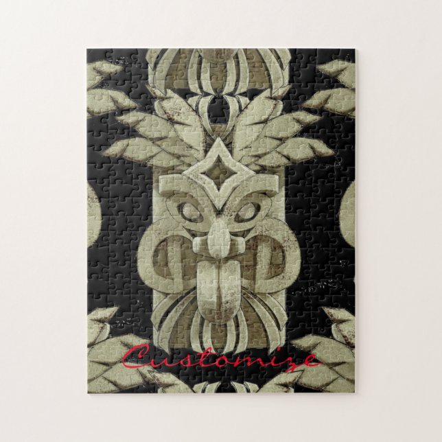 Puzzle Trueno de escultura tiki tallada (Vertical)