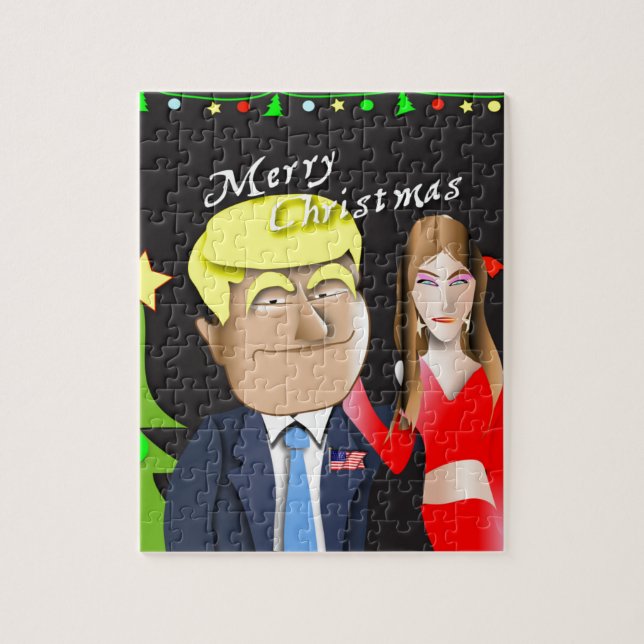 Puzzle Trump, Donald, Melania, Navidades, regalo, regalo, (Vertical)
