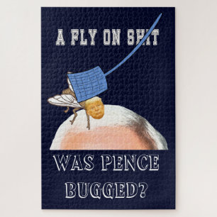 Puzzle Trump Fly on Pence Head with Flyswatter, ZFJ
