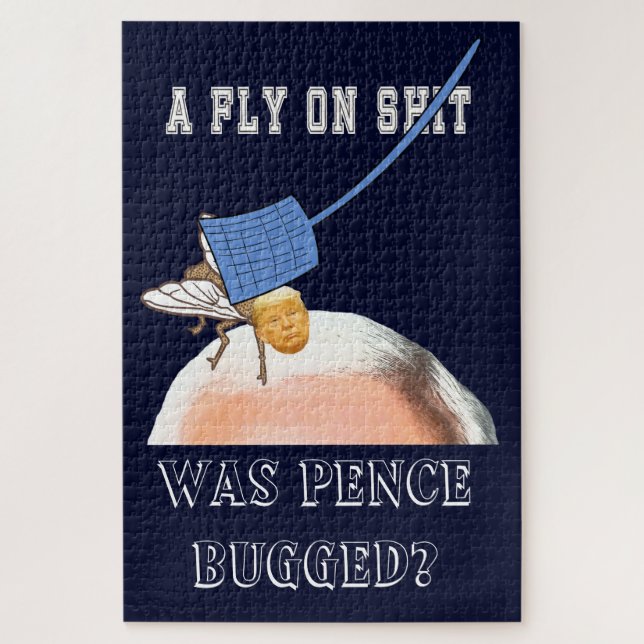 Puzzle Trump Fly on Pence Head with Flyswatter, ZFJ (Vertical)