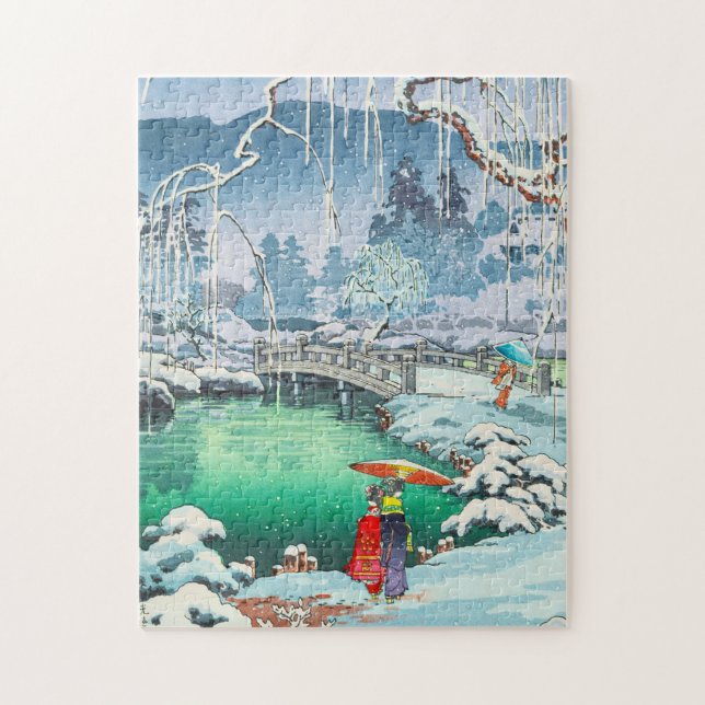 Puzzle Tsuchiya Koitsu esboza lugares famosos en Japón (Vertical)