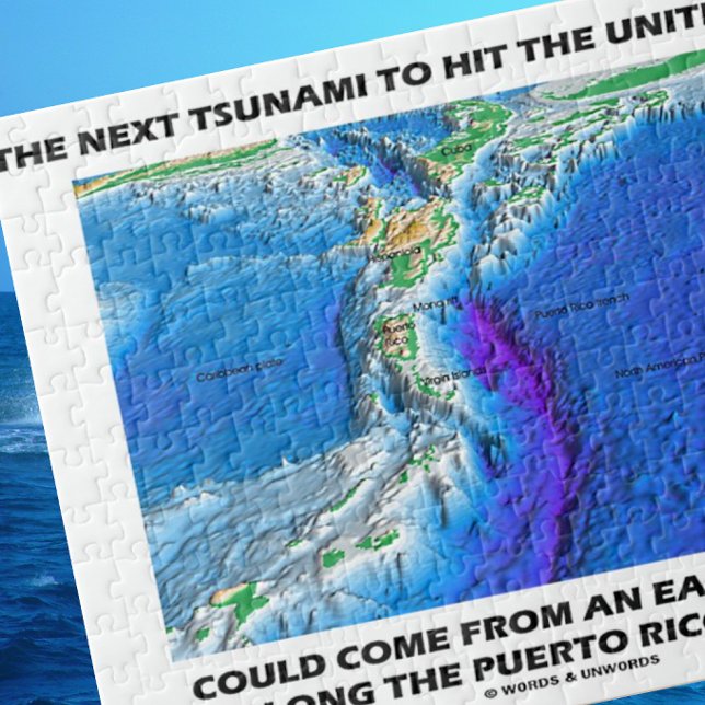 Puzzle Tsunami Puerto Rico Trench (Plate Tectonics Earth) (Jigsaw puzzle for any geographer or earth scientist highlighting our dynamic Earth)