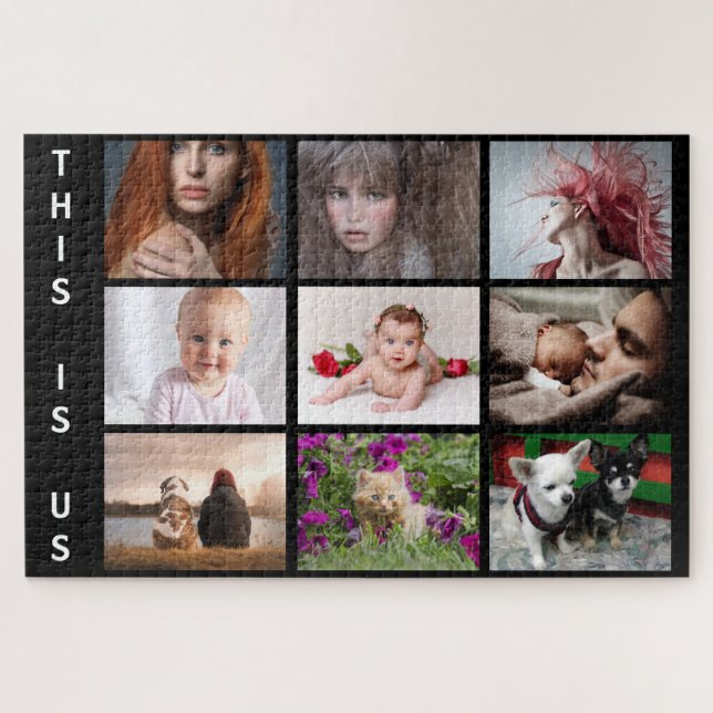 Puzzle TU familia y mascotas colocan en negro (Horizontal)