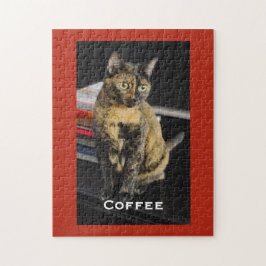 Puzzle Tu foto de mascota, nombre, fondo rojo, personaliz