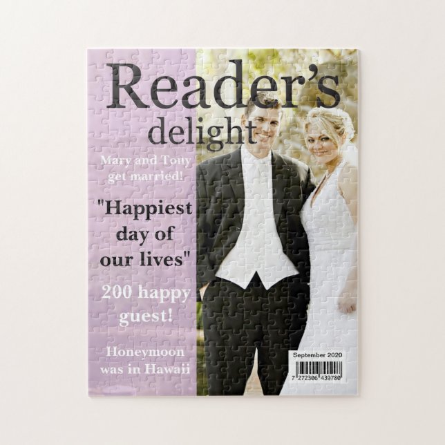 Puzzle TU FOTO, TEXTO Diversión falsa portada de revista, (Vertical)