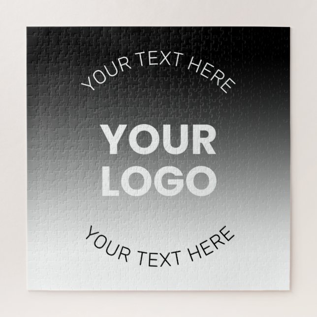 Puzzle Tu Logo | Gradiente Negro y Blanco Editable Modern (Vertical)
