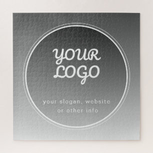 Puzzle Tu logotipo y texto editable gradiente gris oscu