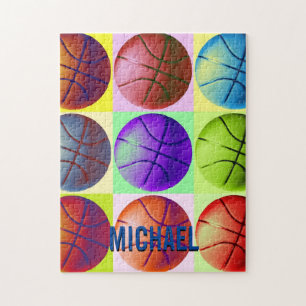 Puzzle Tu nombre Personalizable Basketball Arte Pop Art
