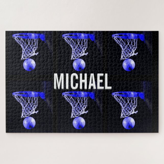 Puzzle Tu nombre Personalizable de arte de baloncesto (Horizontal)