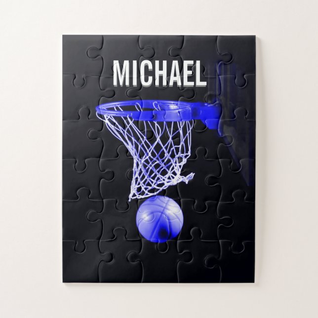 Puzzle Tu nombre Personalizable de arte de baloncesto (Vertical)