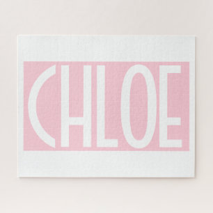Puzzle Tu Nombre   Texto Blanco en Negrita sobre Rosa Cla