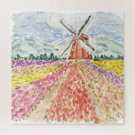 Puzzle Tulip Fields Holandés Watercolor