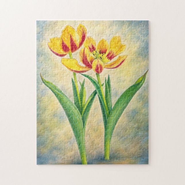Puzzle Tulipanes amarillos y rojos (Vertical)