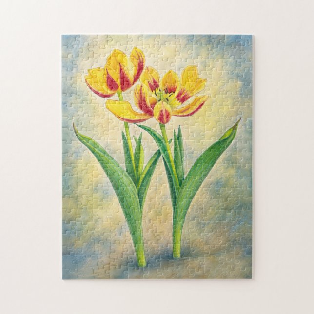 Puzzle Tulipanes amarillos y rojos (Vertical)