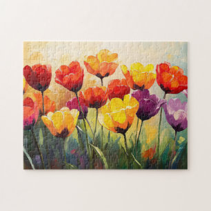 Puzzle Tulipanes de acuarela audaz en primavera