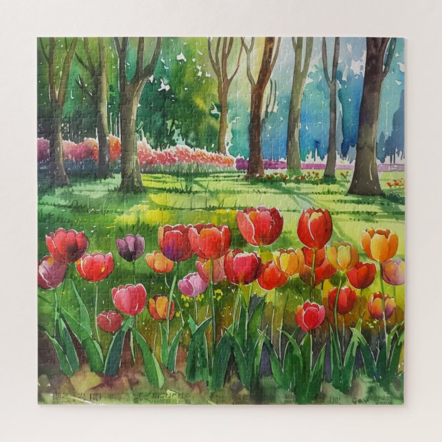 Puzzle Tulipanes en el parque (Vertical)