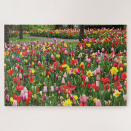 Puzzle Tulipanes en Springtime Garden Path Colorful Large