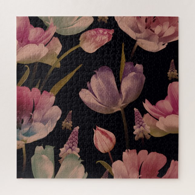 Puzzle Tulipanes florales, moscari: sin soldadura vintage (Vertical)