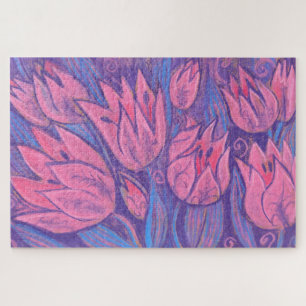 Puzzle Tulipanes Funky Primavera Flores Pintado Pastel Fl