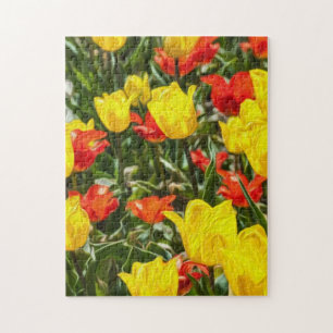 Puzzle Tulipanes rojos y amarillos