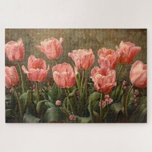Puzzle Tulipanes rosados Tulipanes rosados Óleo floral he